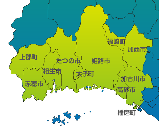 姫路を中心として播磨一円 瀧元一公認会計士事務所 業務地域地図